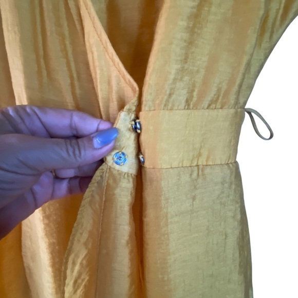 Rubber Ducky Productions, Inc. Golden Tencel Ruffle Mini Wrap Dress SZ S - Picture 9 of 10